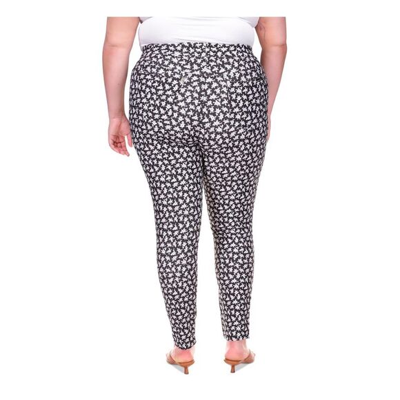 NWT MICHAEL KORS Womens Black Textured Floral High Waist Leggings XS - Picture 2 of 5